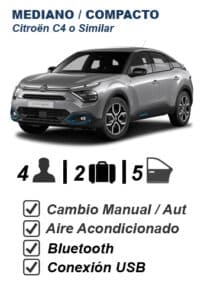 Citroën C4 o Coche Compacto Mediano Similar