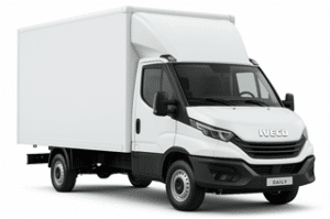 Camión carrozado para mudanzas grandes: carga voluminosa con rampa o plataforma elevadora.